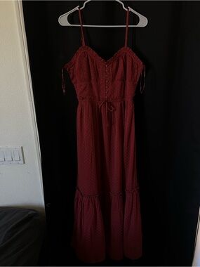 Patrons of Peace Burgundy Spaghetti-Strap Maxi Dress